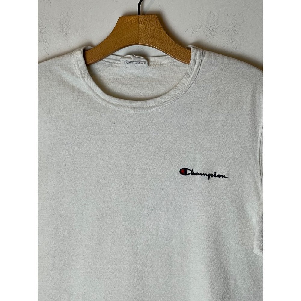 Champion White Crew Neck Embroidered Logo Short Sleeve T Shirt‎ Size M - Picture 7 of 9